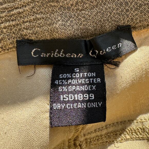 Caribbean Queen Muted Yellow Gray Snakeprint Front Zip Button Jeggings S - Picture 8 of 12